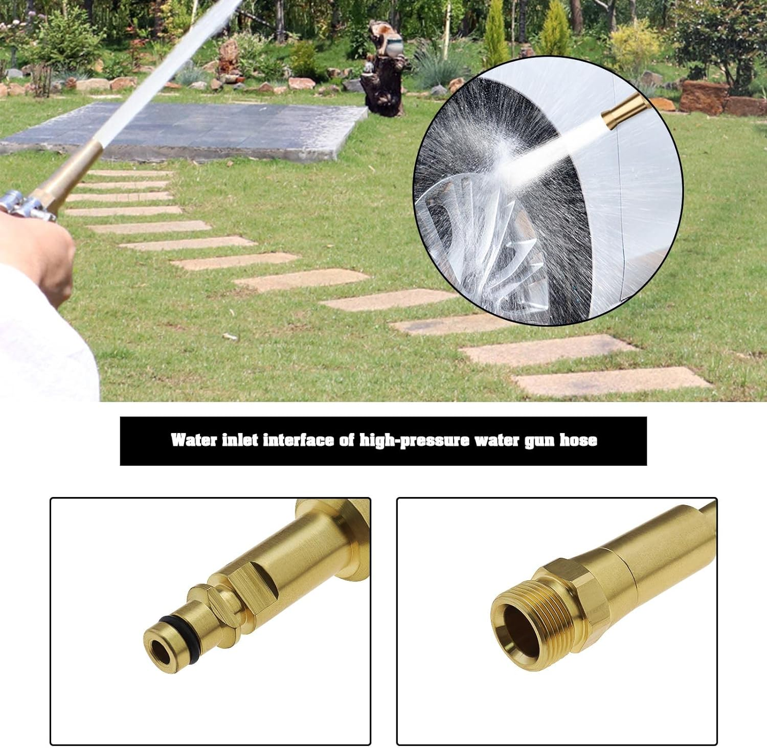 The Lord of the Tools Quick-Click Adaptor for High Pressure Hoses with M22X1.5 Internal Thread Compatible K&auml;rcher K2 K3 K4 K5 K6 K7 Washer Brass 108Mm Length (LOT603_HDW) image number 1