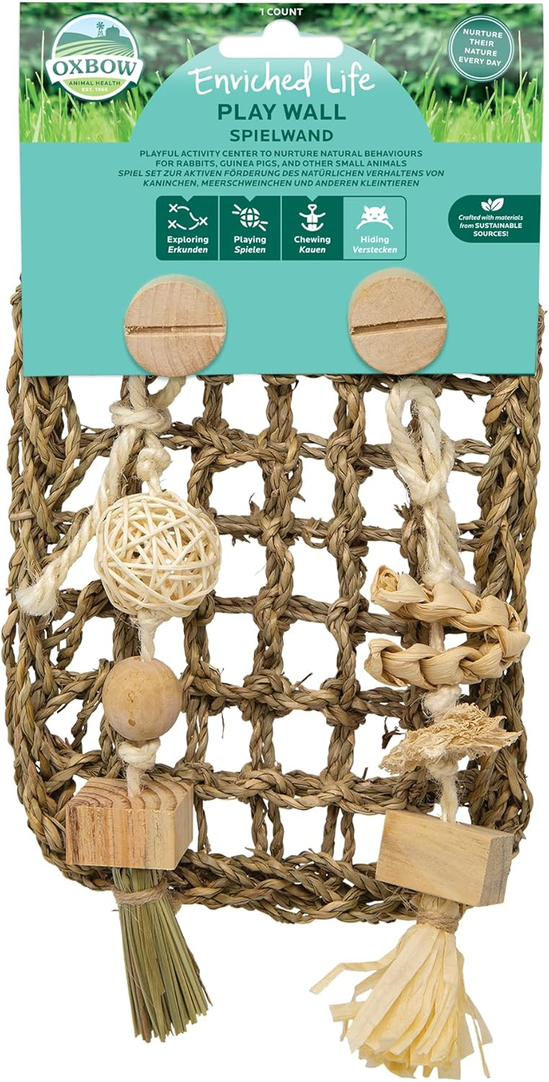 Oxbow Enriched Life Play Wall Small - Rabbit Toys, Guinea Pig Toys, Hamster, Rabbit, Chinchilla, Rat, Chinchilla Cage Accessories, Guinea Pig Accessories for Cage image number 2