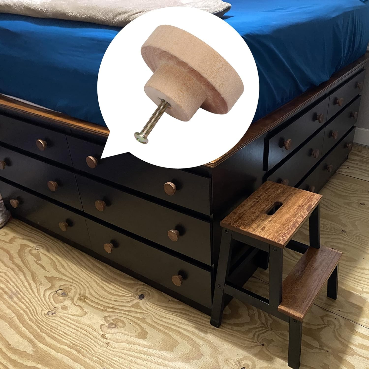 15 Pieces Wooden Knobs Flat Top round Cabinet Handles 40Mm Unfinished Wooden Dresser Drawer Knobs Kitchen Cabinet Handles image number 3