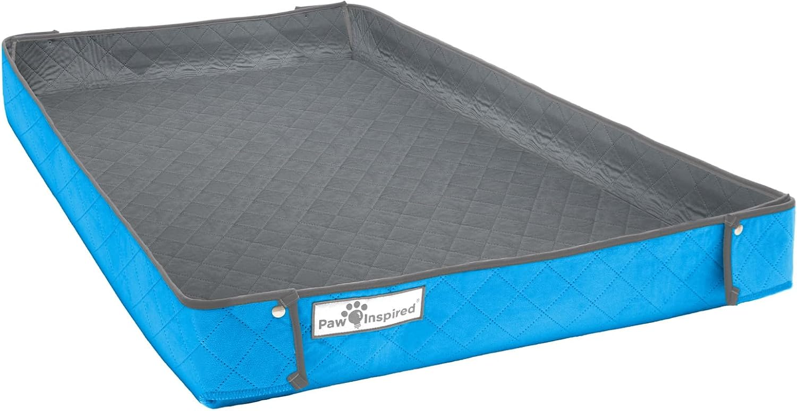 Paw Inspired Critter Box Washable Cage Liner, Reversible Fleece Bedding with Raised Sides for Guinea Pigs and Other Small Animals (C&C 2X3 (14" Grids), Gray/Blue) image number 6