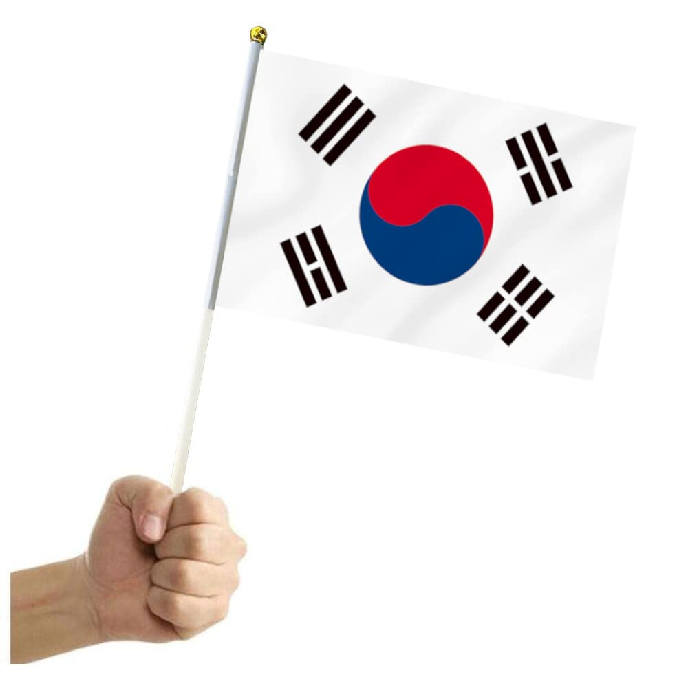 10 PCS Handheld the Republic of Korea Flag,8.5&times;5.5 Inch Hand Held Mini Korean Flags Banner for Indoor Outdoor Parade Waving the Tlag and Shouting image number 1
