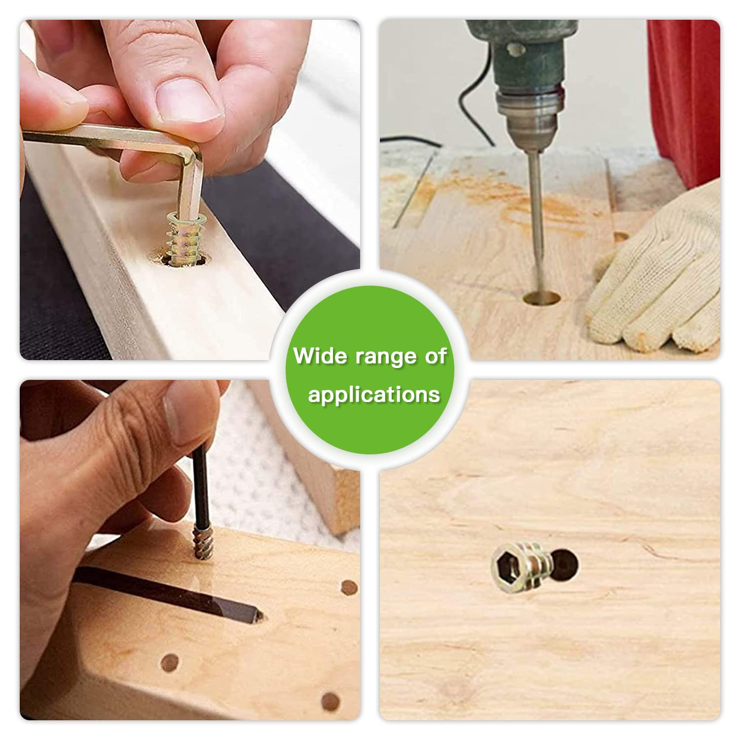 Vlookee 130PCS Metric Threaded Inserts Nuts Assortment Tool Kit,Hex Head Barbed Trapezoidal Nuts,M4 M5 M6 M8 M10 Metric Insert Nuts,Zinc Alloy T-Shaped Nut for Mechanical DIY Furniture image number 6