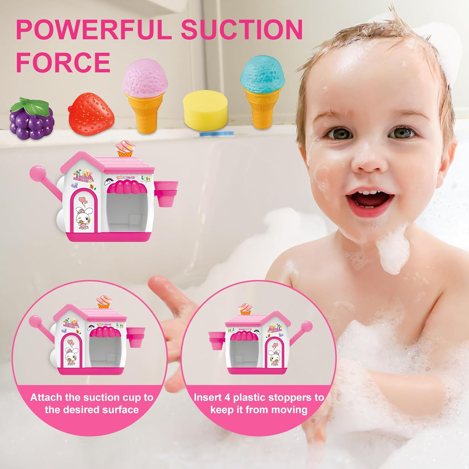 Ice Cream Foam Maker Bath Toys for Kids 3-8 Years, Bubble Pretend Cake Play Set for Toddlers, Fun Bathtub Toys for Boys & Girls, Easter Birthday Gifts Idea image number 1