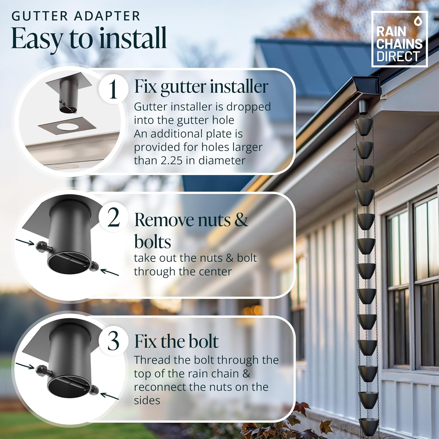 Rain Chain Gutter Installer (Black) by Rain Chains Direct - Copper image number 3