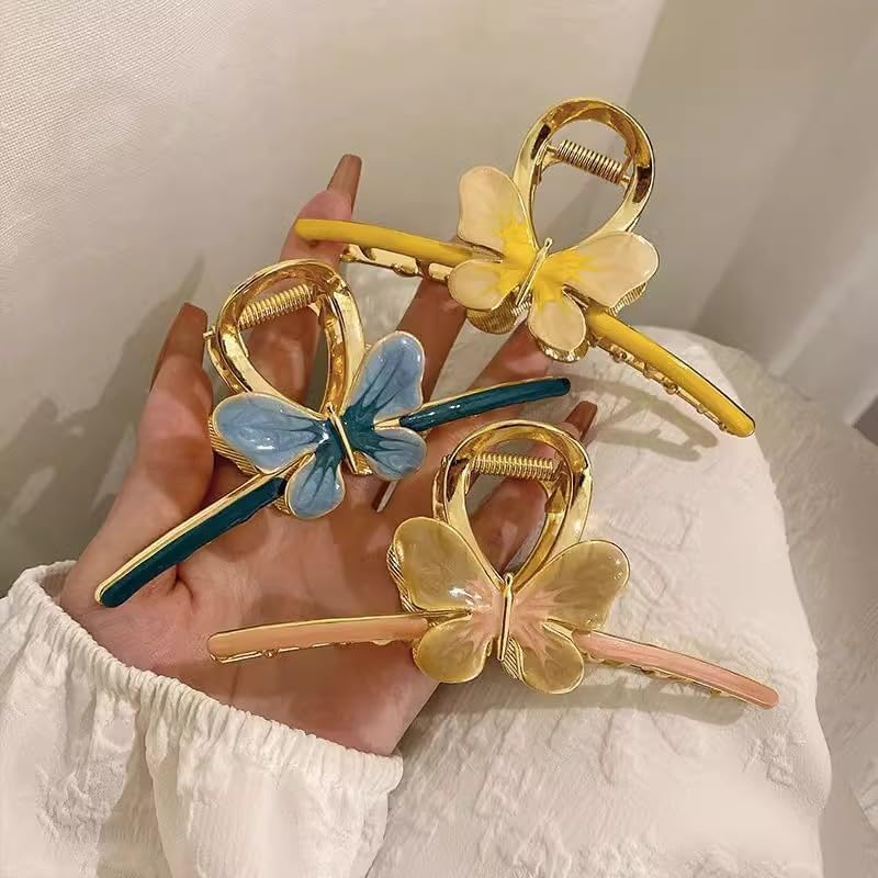 Pack of 3 Butterfly Hair Clips, Flat Hair Clips for Women, Flat Claw Clip, Strong Hold Women'S Hair Clips, Hair Clip for Thick and Thin Hair, Hair Clip Flat Women image number 6