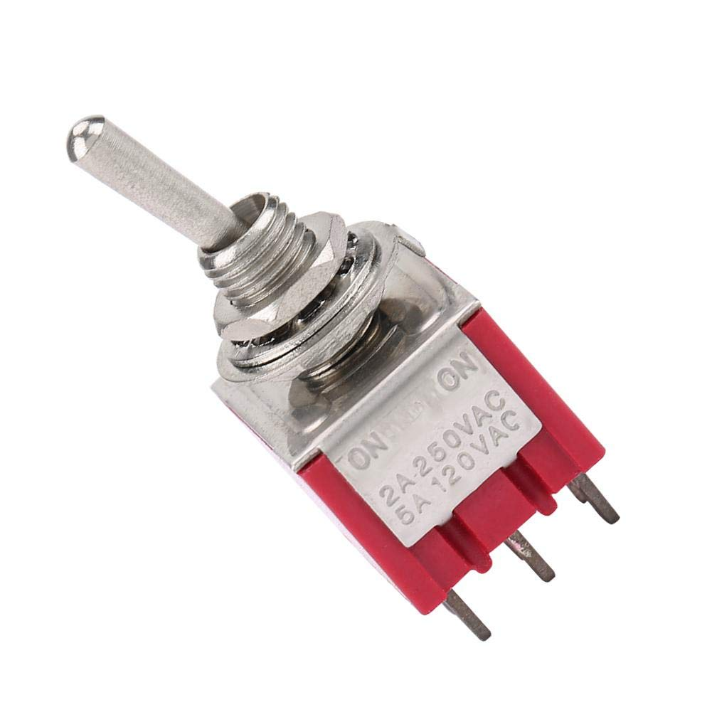 2 Position Toggle Switch, 5Pcs ON-ON 2 Position Toggle Switch 3PDT 9 Pin 6Mm 2A/250VAC 5A/120VAC