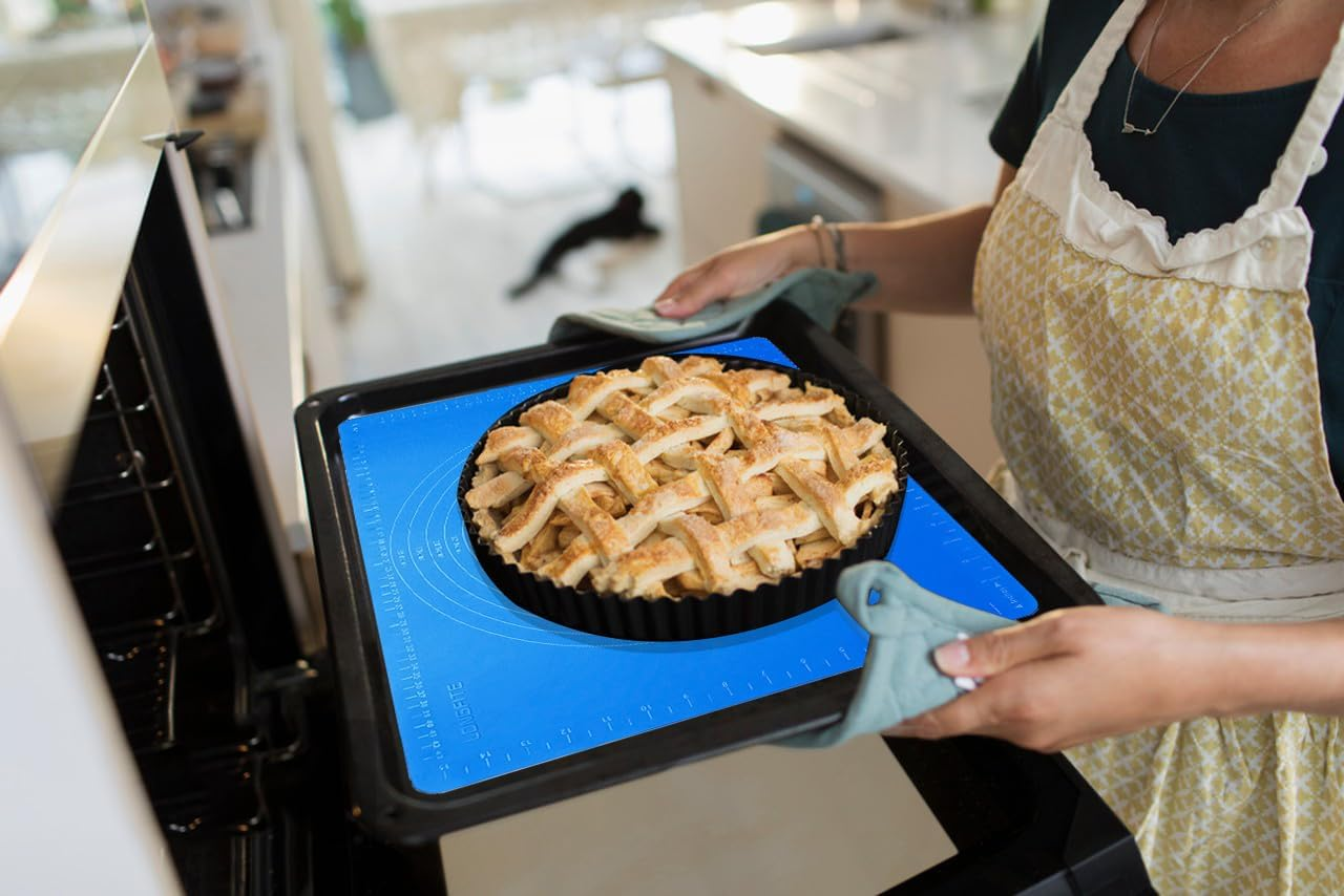 Silicone Baking Mat, Nonstick Extra Pastry Mat, Reusable Heat Resistant Able Mat Countertop Protector Dough Rolling Mat 20"X16" - Blue image number 3