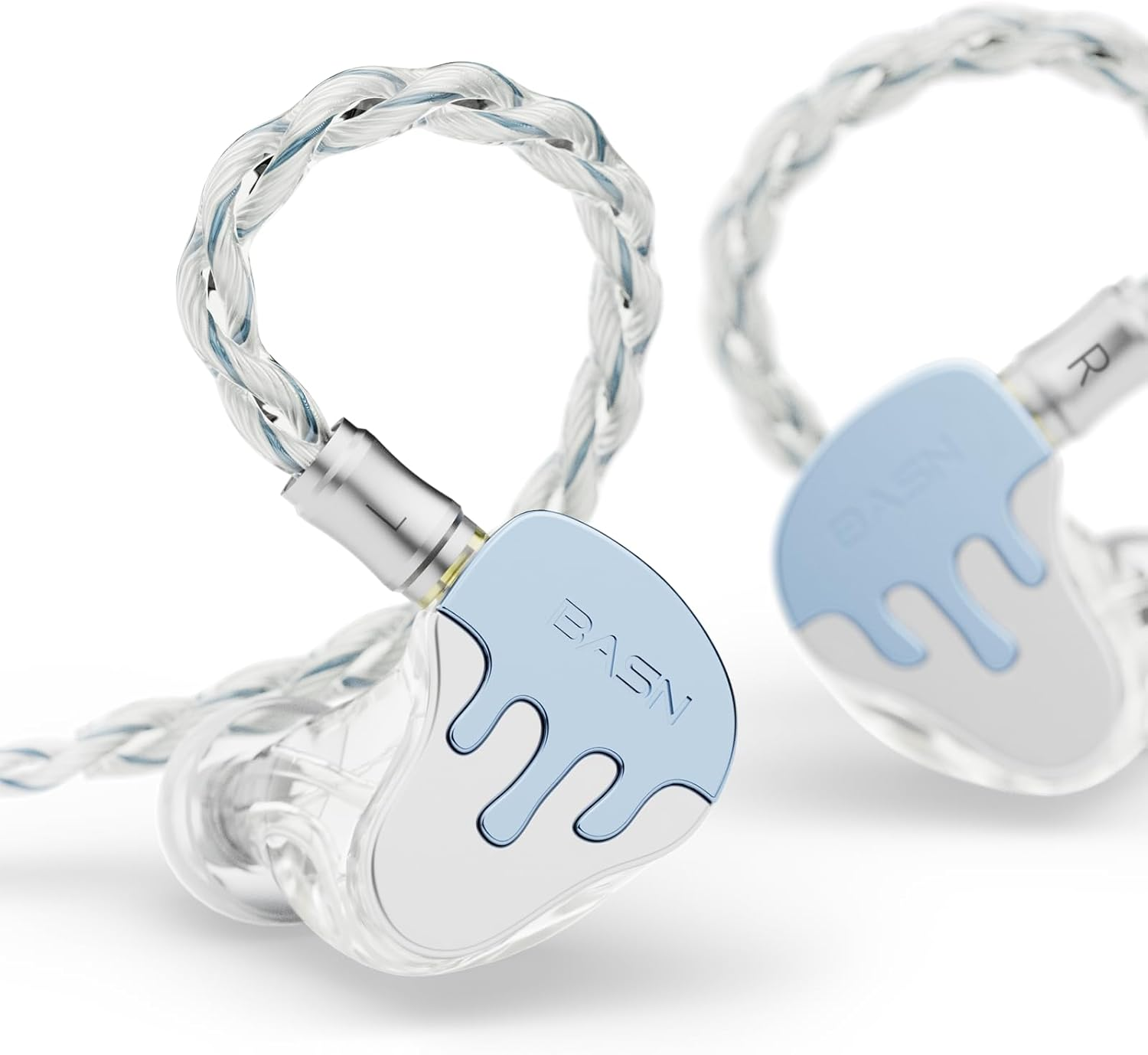 BASN Bmasterx in Ear Audio Monitor, Hybrid 6 Drivers IEM Earphones with Crystal Clear Sound, Detachable Cable plus Carrying Case & Fit Kit for Musician, Stage, Studio (3.5Mm/4.4Mm Jack, Black/White)