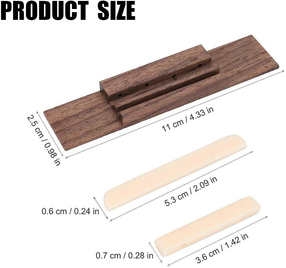 Rosewood Ukulele Bridge Nut and Saddle - 4 String Ukulele DIY and Repair Parts image number 1