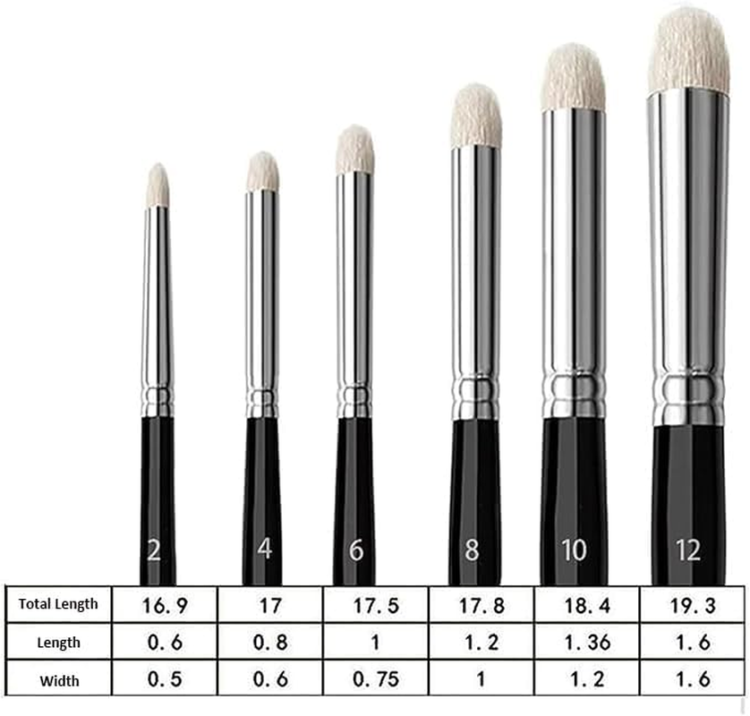 Professional Dry Brush Set for Miniature Painting - 6 Sizes Goat Hair Art Brushes for Acrylic, Oil & Watercolor - Perfect for Tabletop, Wargames, Citadel & Model Detailing image number 6