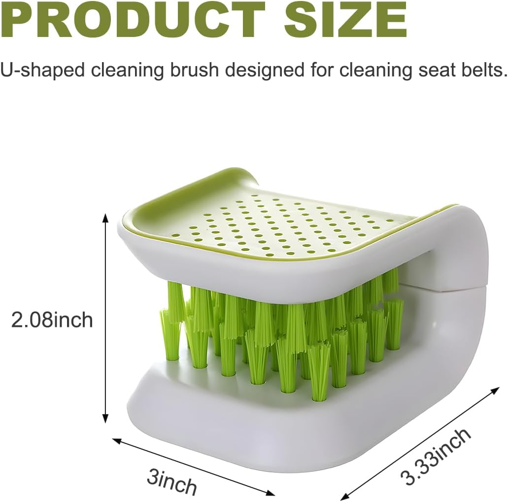 KVAEY Car Seat Belt Cleaning Brush, U-Shaped Auto Interior Washing Brush with Double-Sided Bristles, Closeable Safety Belt Bristle Scrubber Cutlery Cleaner Brush for Car Home (1 PCS) image number 2