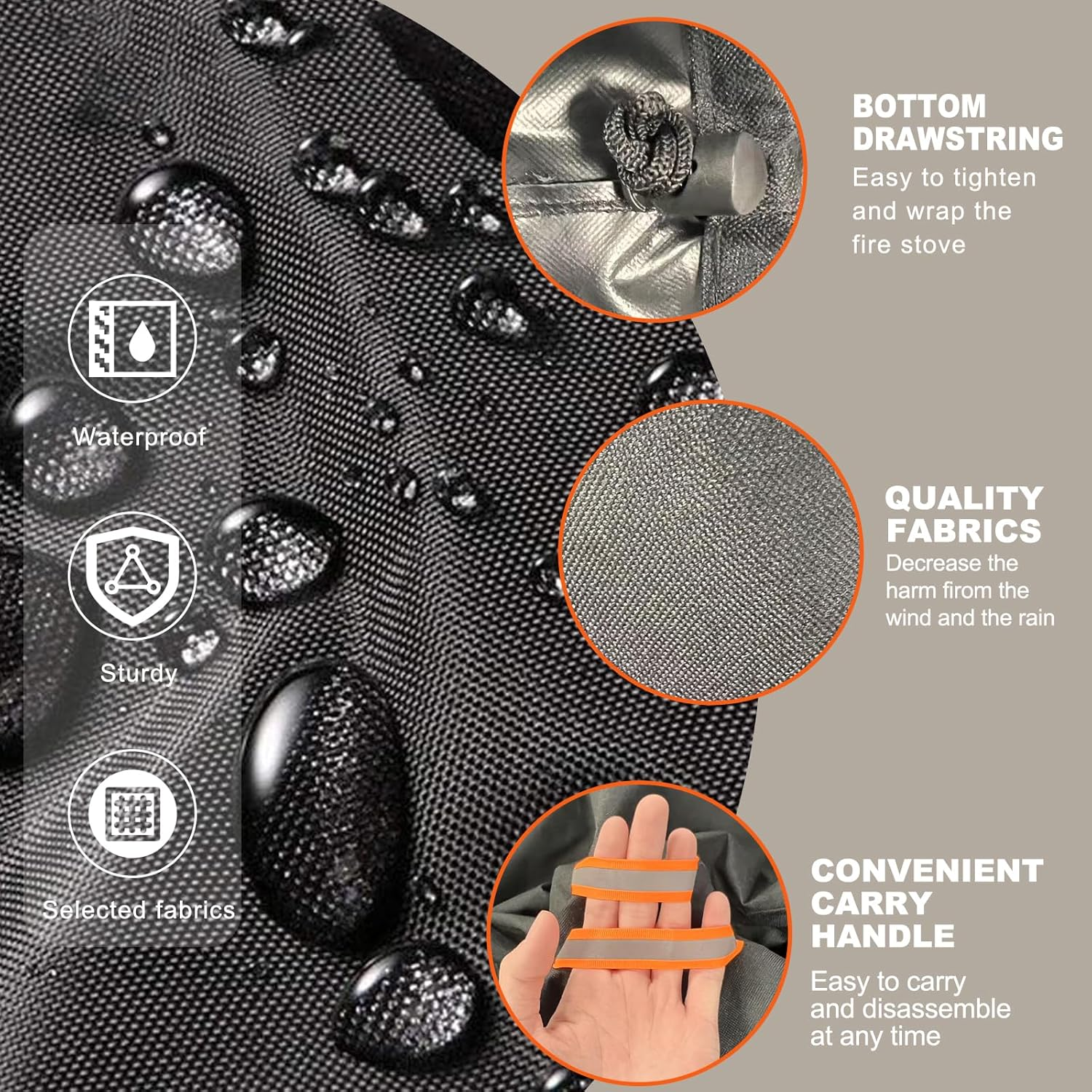 Fire Pit Cover for Solo Stove Bonfire 22 Inch，Firepit Covers round Outdoo,600 anti UV& Waterproof Smokeless Fire Pit Cover,For Gas/Table/Bowl Fire Pits (Bonfire - 22&rdquo;D X 16&rdquo;H) image number 6