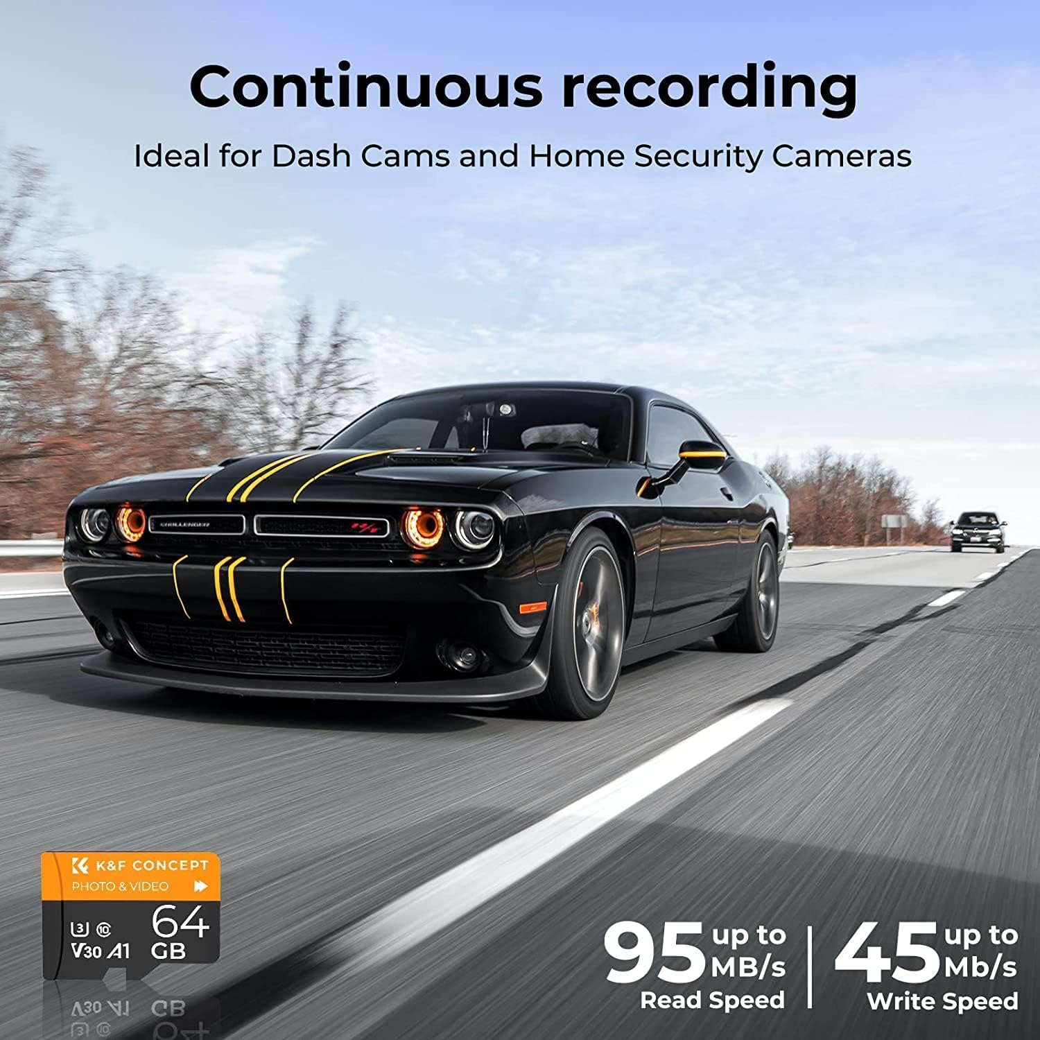 K&F Concept 64GB Micro SD Memory Card with Adapter for Home Security Cameras image number 3