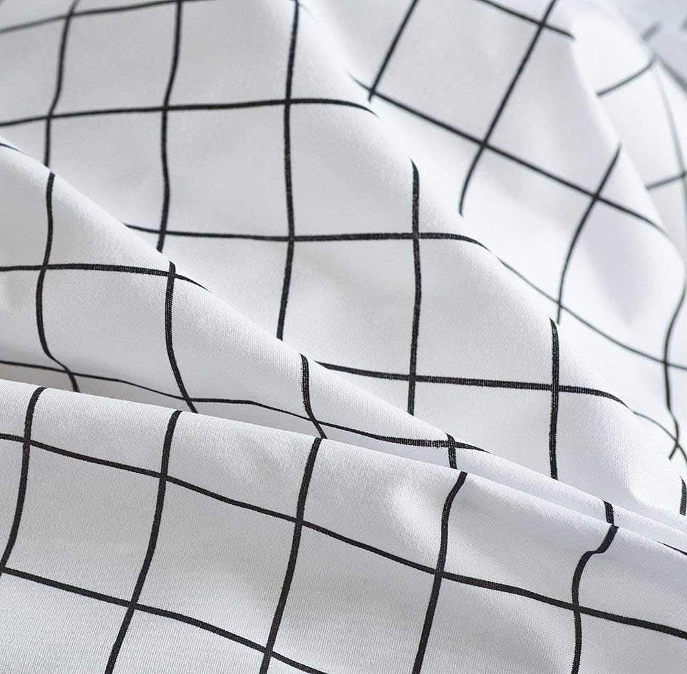Mozeo Mini Black and White Grid Checkered Pattern Bedding Cover Set, Soft Duvet Cover Bedding Set 1 Duvet Cover and 2 Pillowshams(Queen White) image number 2