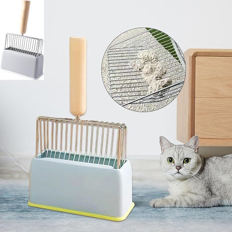 Kitty Litter Scoop ， Cat Litter Scoop Cat Litter Scoop with Holder for Reduces Dust Fast Sifting, Grey (Grey) image number 2