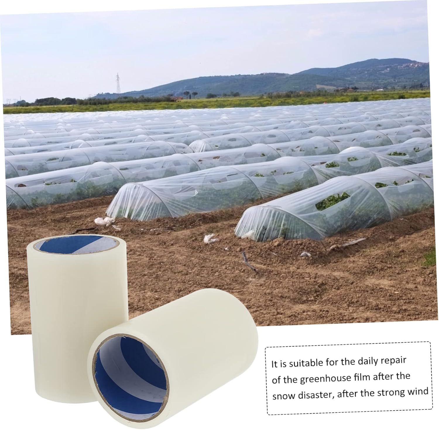 Hohopeti 2Rolls Polyethylene Greenhouse Repair Tape -Resistant Adhesive for Sealing and Patching Greenhouses Tents and Outdoor Equipment
