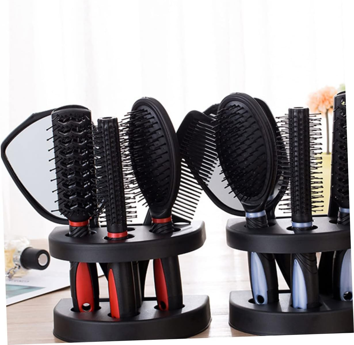 HAMPPLIES 5Pcs Professional Hair Salon Barber Comb Detangle Brush Hair Massage Comb Static Brush Styling Tools Mirror Kit image number 3