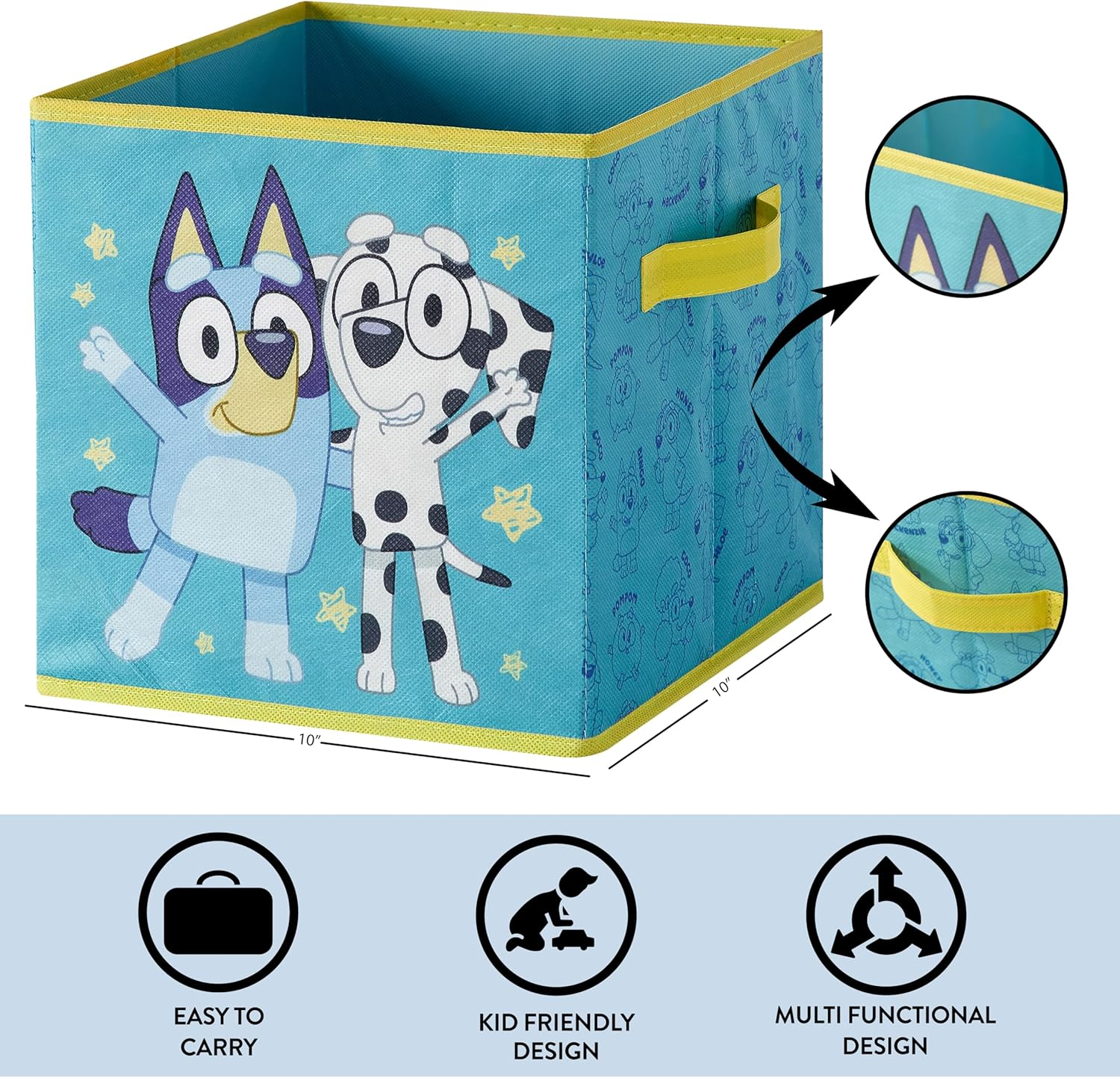 Idea Nuova Bluey Set of Two Spacious Collapsible Storage Cubes, 10"X10"X10" - Blue image number 7