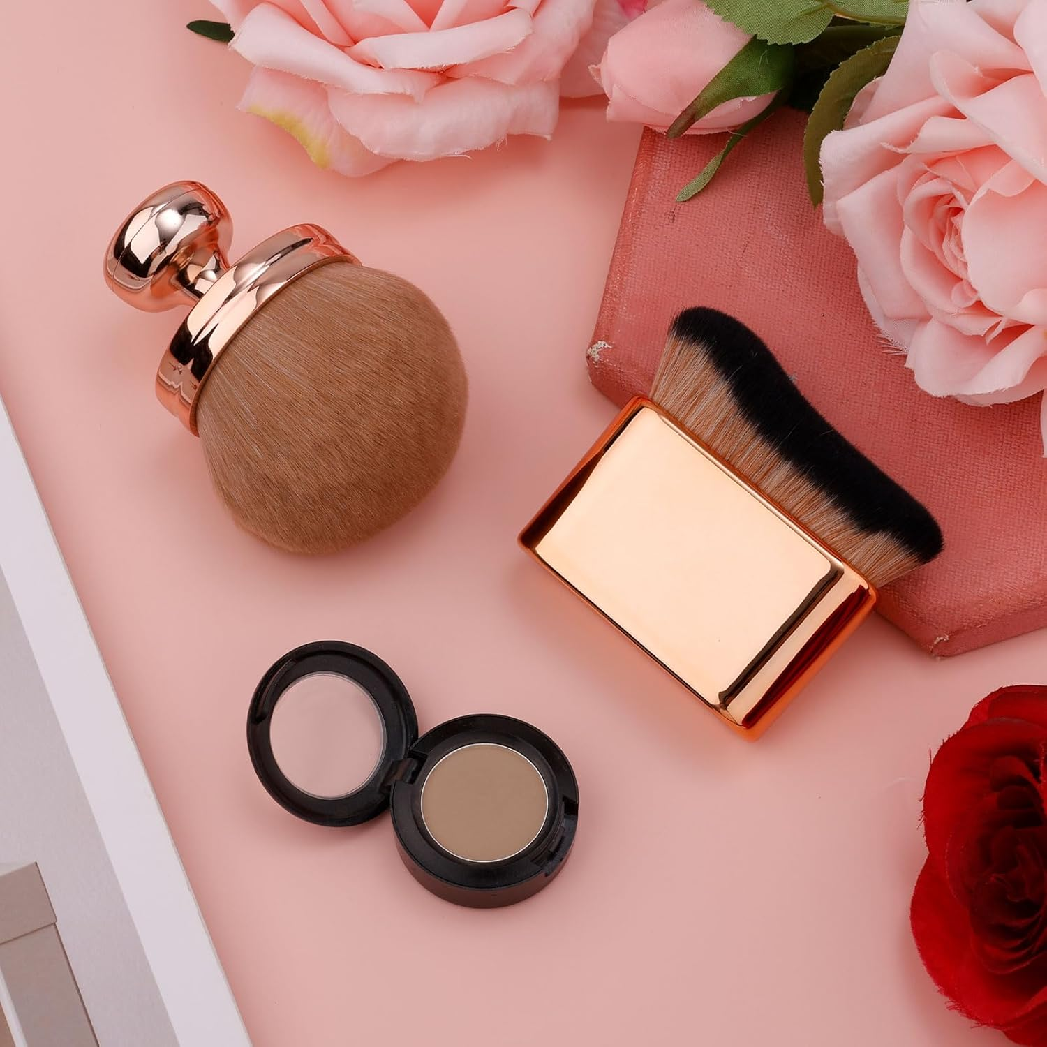 2Pcs Extra Large Self Tanning Brush, Self Tanner Applicator Foundation Makeup Brushes Spray Tan Blending Brush Oval Body Brush Makeup for Blusher Legs Arms Face Body (Rose Gold) image number 4