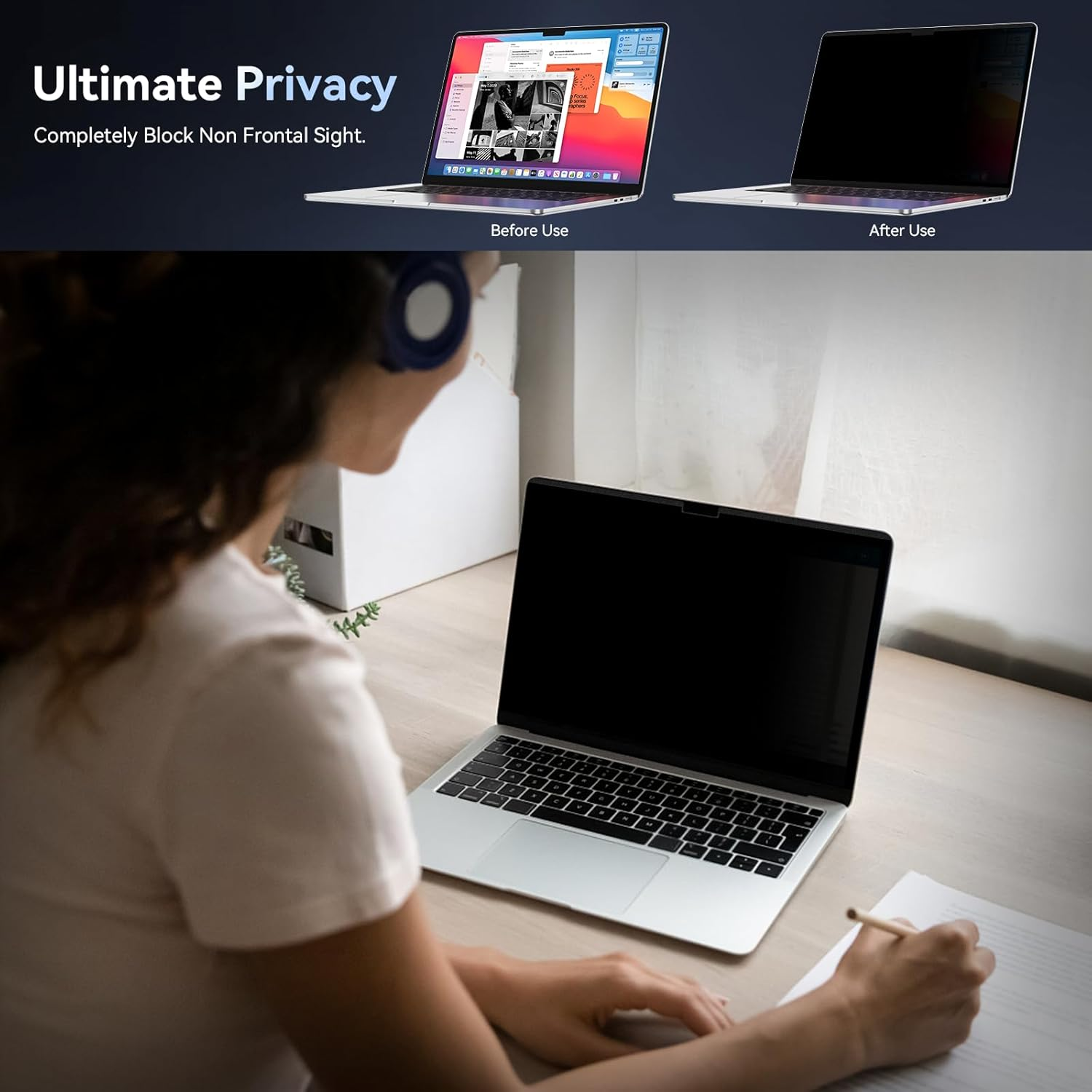 Privacy Screen Compatible with Macbook Pro 14 Inch (2021-2024,M1,M2,M3,M4), Magnetic Removable Privacy Filter anti Glare Blue Light Laptop Screen Protector for Mac Pro 14In A2442/A2779/A2918/A2992 image number 5