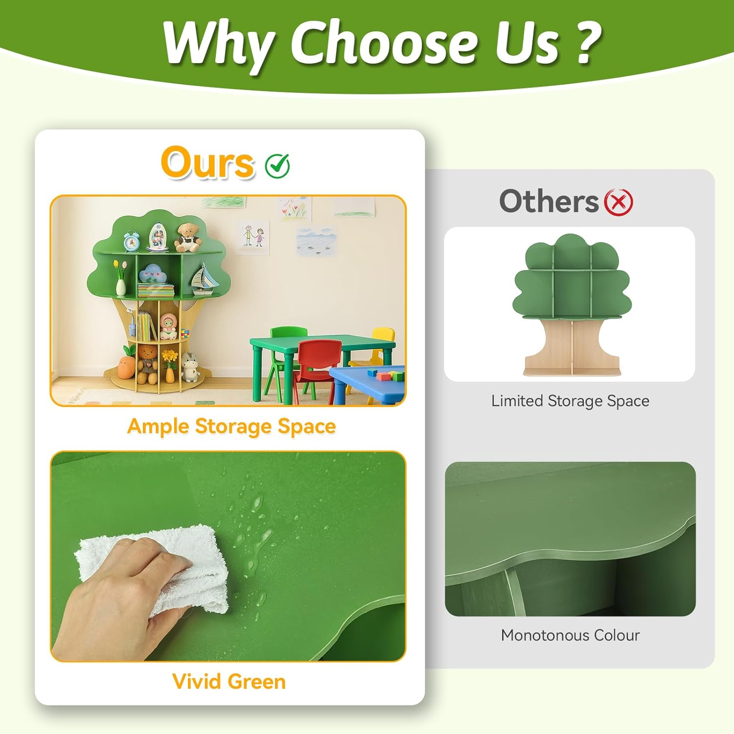 Tree Bookshelf for Kids - 130Cm Multi-Functional Tree Bookcase with Safety Anchor | Large Storage for Toys & Books | Non-Toxic Finish image number 1