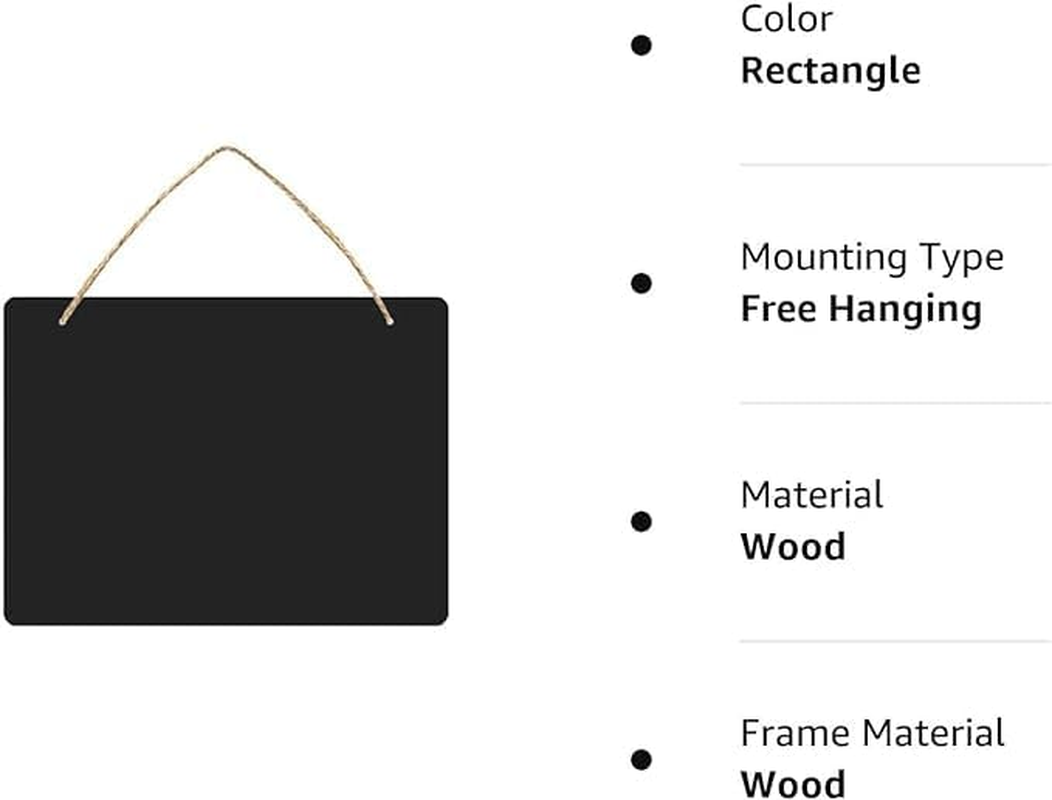 2 Hanging Chalkboard Signs, Large 9.84X8 Inch - Double Sided | Standard Chalk and Other Side for Liquid Chalk Markers - Memo Message Sign - Mini Chalkboard for Home, Party, Store, Office, Garden image number 1