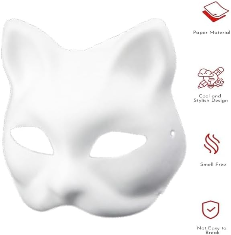Cat Masks Therian Masks Made of White Paper for DIY Painting image number 6