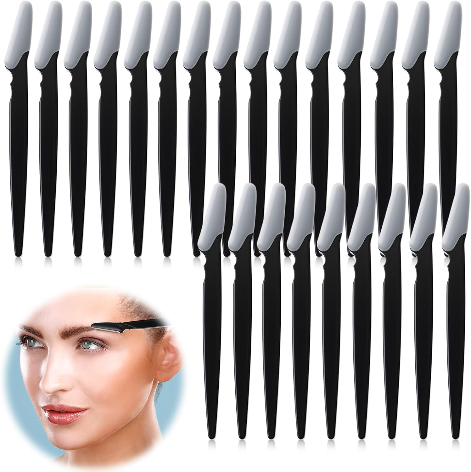 24 Pcs Eyebrow Razor & Face Shaver Set - Premium Dermaplaning Tool for Women & Men | Multipurpose Facial Hair Removal | Exfoliating Eyebrow Razor with Safety Cover (Black) image number 3