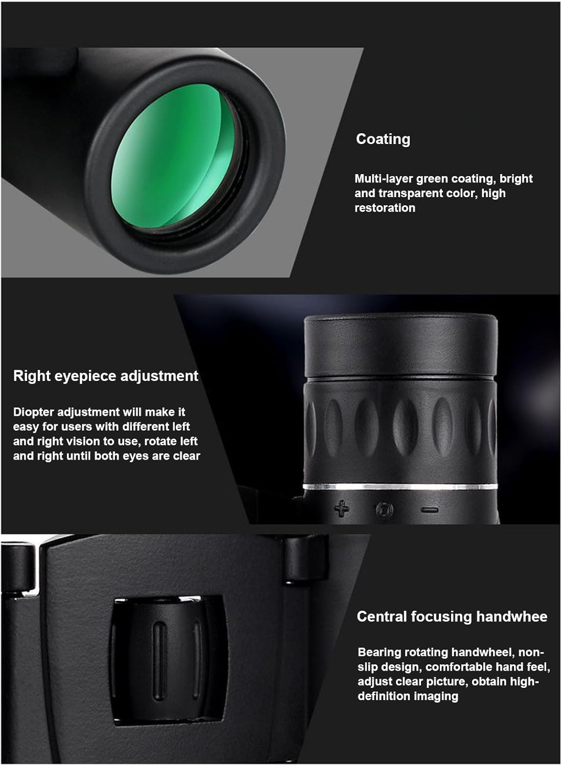 Compact Binoculars for Adults,Binoculars for Cruise - Night Vision Spotting Scope Lightweight Long-Range 900X25 HD for Travel Safari Hunting Hiking Stargazing - With Bracket image number 2