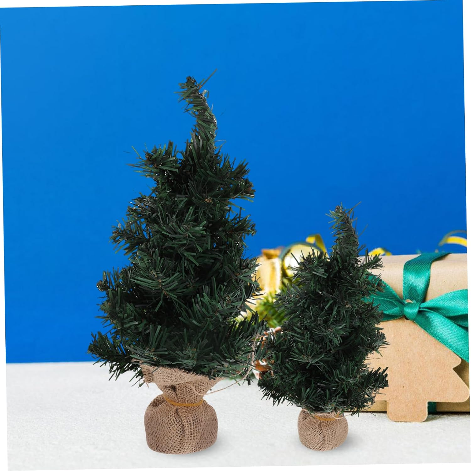 2Pcs Mini Christmas Trees Artificial Pine Trees Christmas Scene Decor for Home image number 6