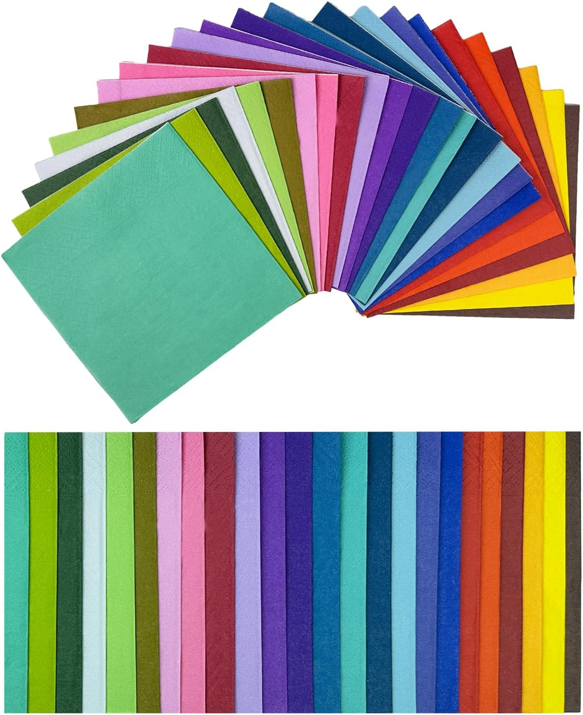 Qiqee 120 Count 24 Colors Cocktail Napkins 25.4 * 25.4Cm Disposable Beverage Napkin Paper for Cocktail, Wedding, Dinner, Birthday Party Dessert Wine Paper Napkins(10 * 10Inch) image number 6