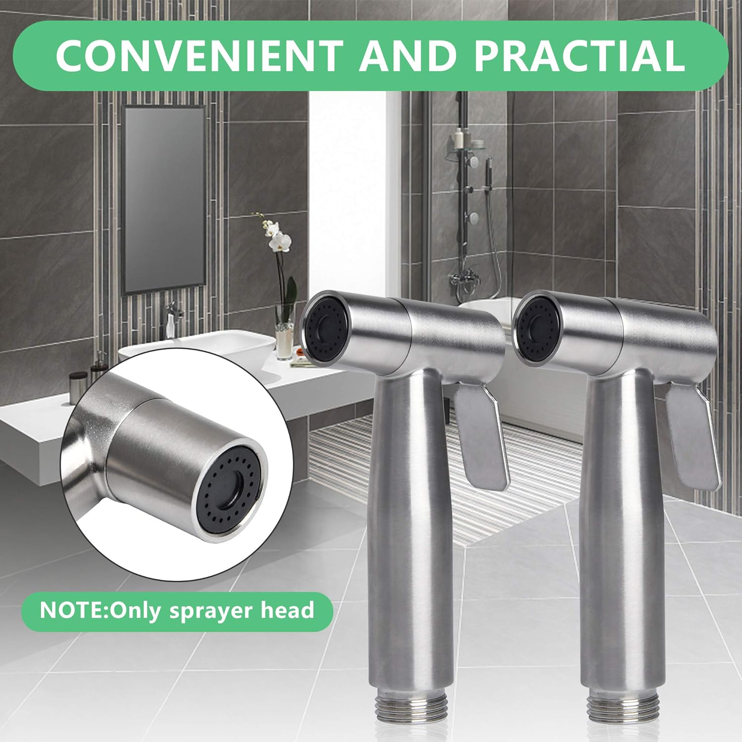 Akamino Bidet Sprayer 2 Pieces Stainless Steel Handheld Bidet Sprayer Cloth Diaper Spraye for Toilet and Kitchen