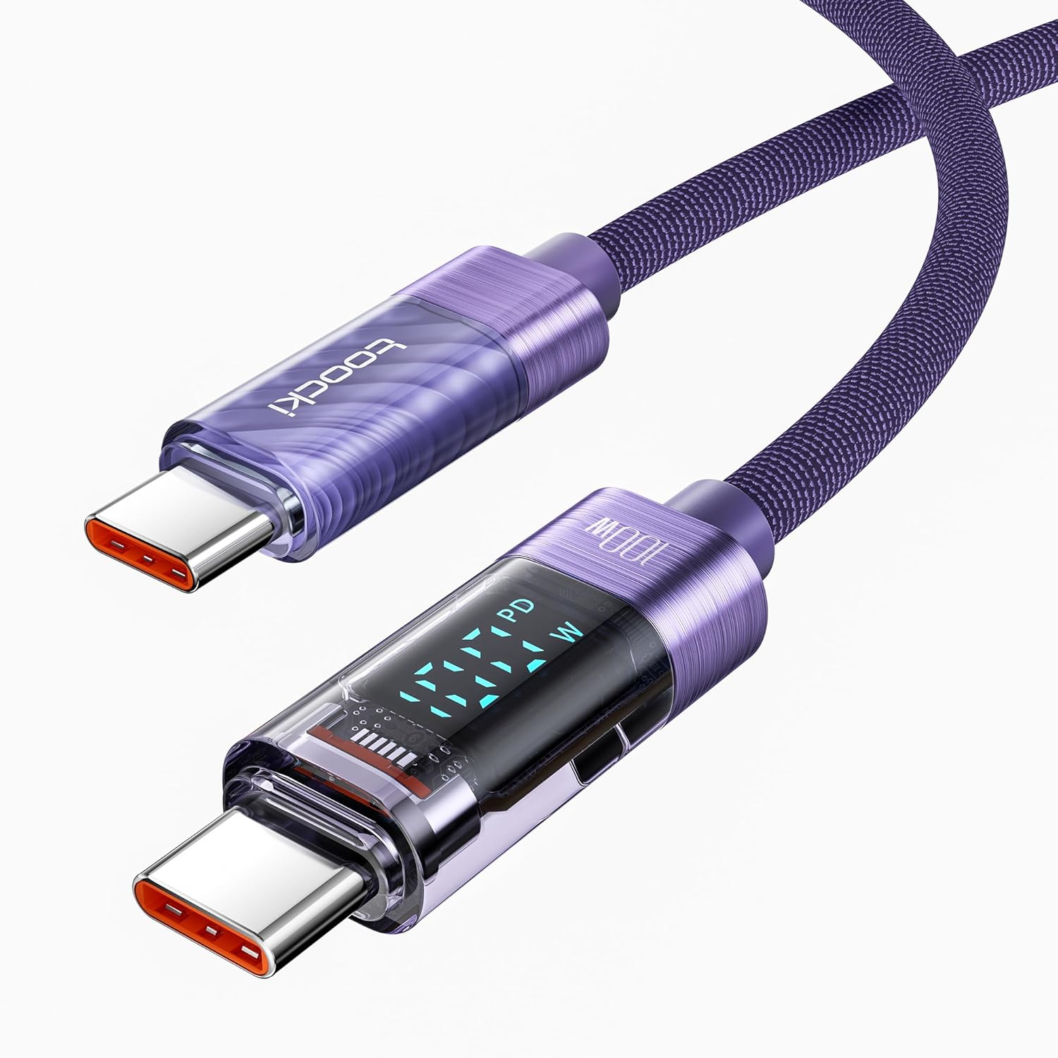 100W USB C to USB C Fast Charging Cable, 2M PD 5A Type C Cord with Intuitive Power Display & Tough Nylon Braid, Compatible with Iphone 17 16 15 Pro plus Pro Max Air Macbook Ipad Galaxy S25/S24/S23