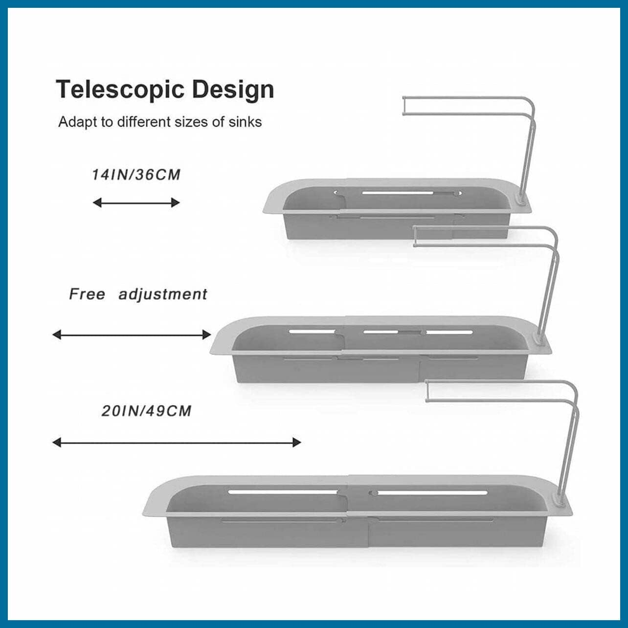 Telescopic Sink Rack Holder Expandable Storage Drain Basket Home Kitchen Kit, Multifunctional Drain Basket, Durable PP Material - Blue image number 6