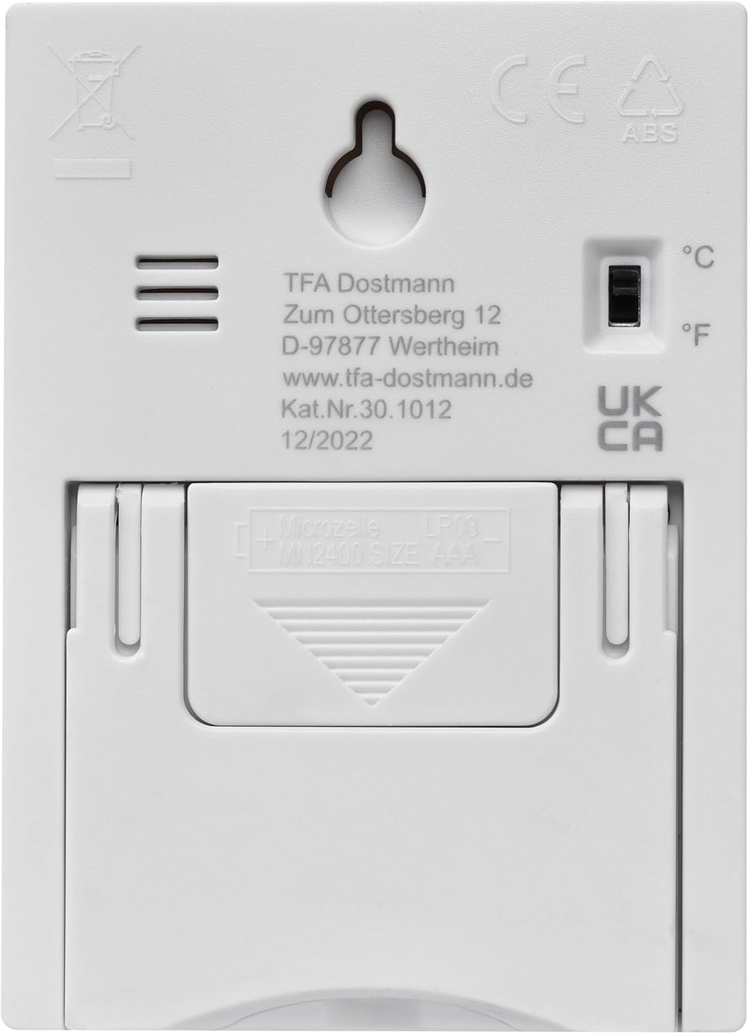 TFA Dostmann Digital Indoor/Outdoor Thermometer, Functional Display, High and Low Values, Indoor and Outdoor Temperature, L 62 X W 20 (55) X H 85 Mm, White image number 4