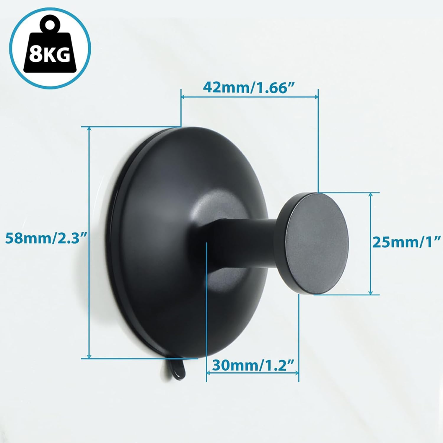 SAYAYO Suction Cup Hooks for Shower, 2Pcs Black Suction Towel Hook for Glass Window, SUS 304 Stainless Steel Bathroom Hooks for Glass Door, Mirror, Tile - Brushed image number 6