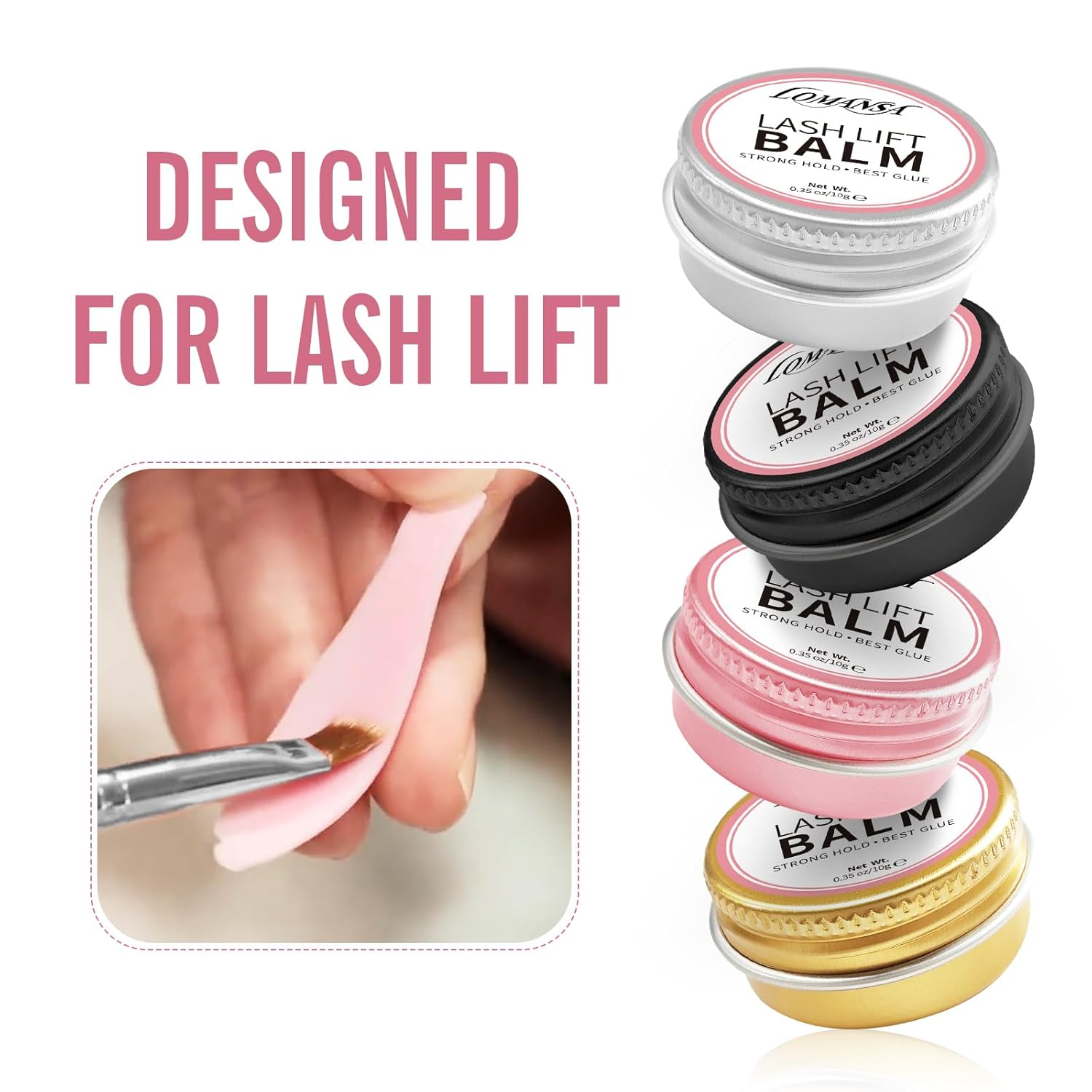 Lomansa Lash Lift Glue Eyelash Glue Balm Fruit Flavor 2 in 1 Lifting Curling Adhesive for Lash Perm Kit - Peach - Pink01 image number 2