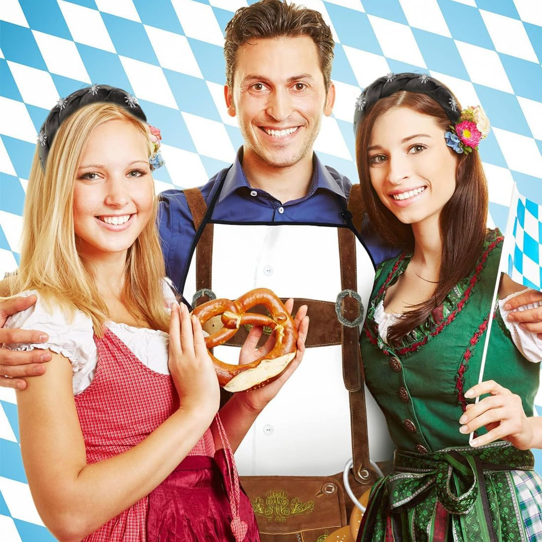 OUDQFCJ Braided Velvet Headband Green for Dirndl Costumes Hair Accessories with Edelweiss for Women Girls Oktoberfest Wiesn Headpiece image number 3