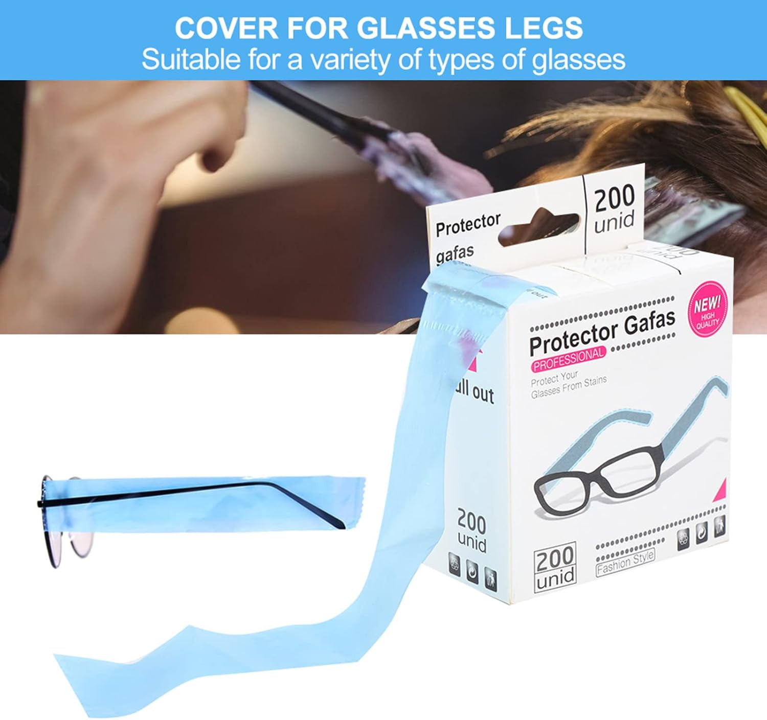 Eyeglass Sleeves, Disposable Glasses Leg Sleeves Cover Hairdressing Hair Coloring Protector Accessory, Prevents Glasses Legs from Being Dyed (Glasses Protective Cover) image number 6