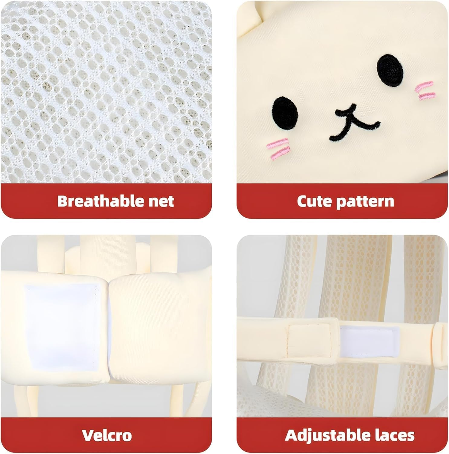 Adjustable Baby Head Protection Hat,Breathable Mesh Design | Cute Bunny Pattern | Lightweight & Safe for 6-24 Months image number 1