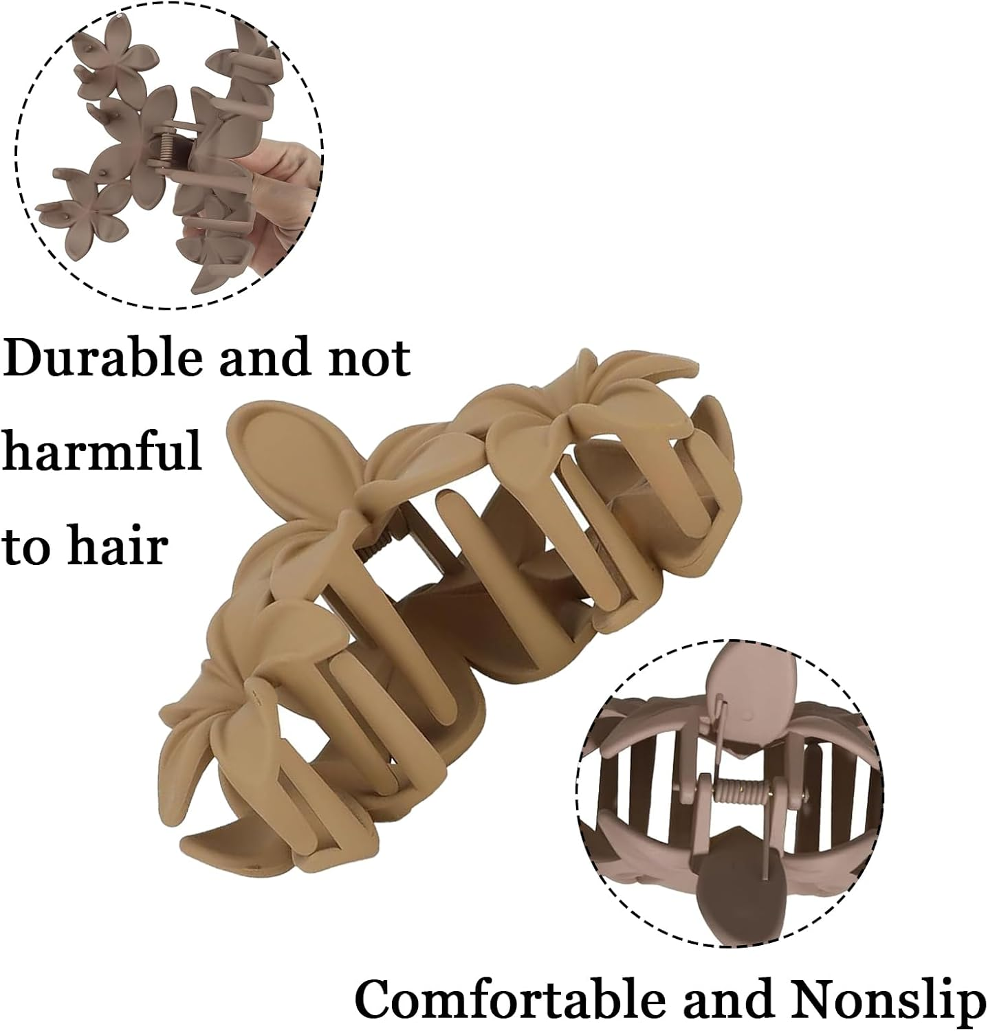 Ueiykoz 4 Pcs Hawaiian Plumeria Flower Hair Clips,Non-Slip Matte Claws Clips for Thick Thin Strong Hold Hair Beach Hair Accessories for Women Girls image number 2