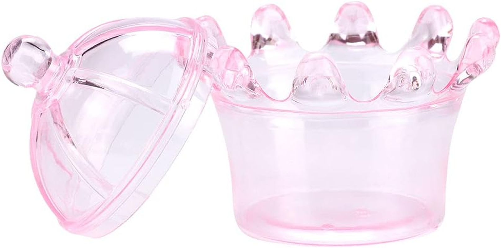 Haofy 12Pcs Box Cute Transparent Crown Plastic Candy Box Favors Chocolate Packaging for Kids Birthday Baby Shower Guests Wedding Party Supplies (Pink) - Blue image number 6