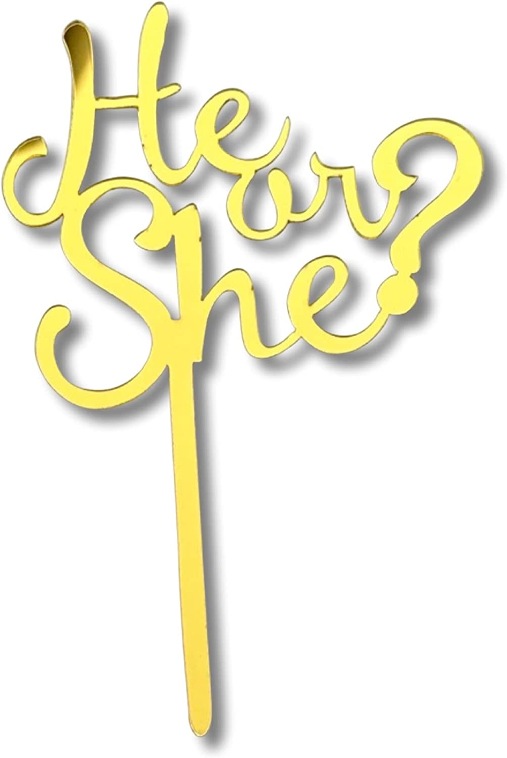 Oh Baby, He or She, Baby Girl, Baby Boy Cake Topper -Gold Acrylic-Baby Shower Cake Topper for Baby Showers and Gender Reveal Parties for Boys and Girls (He or She - Gold) image number 4