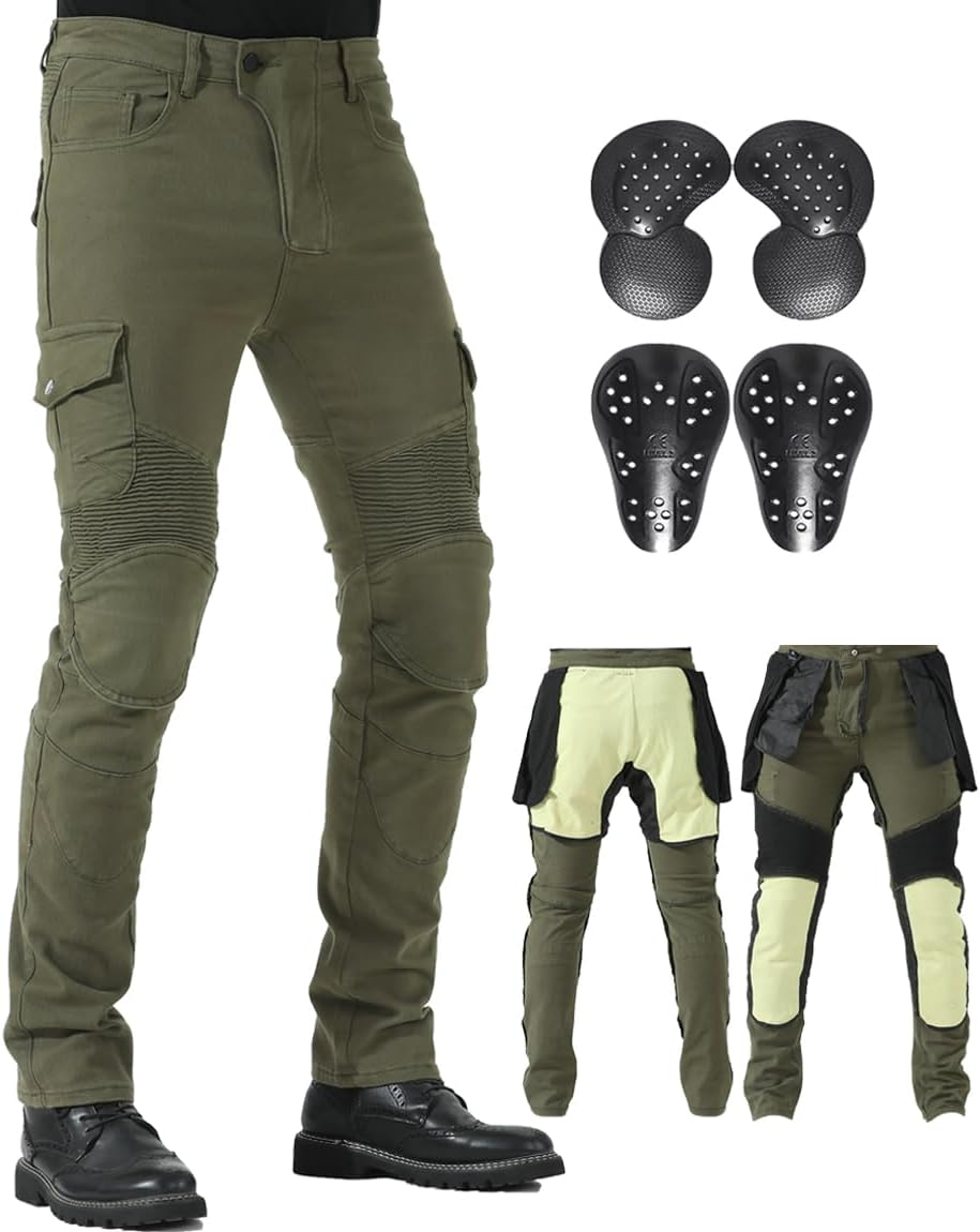 Ctbqitom Motorcycle Pants for Men with Protective Lining for Motocross Motorbike Dirt Bike Jeans CE Armored Riding Pants
