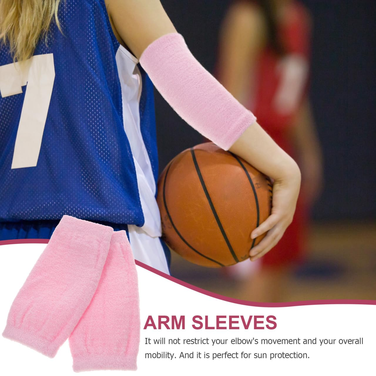 Baluue Moisturizing Elbow Sleeve Gel Brace Breathable Non-Slip Support for Joint Protection and Dry Skin Relief Pink Pair 6.7X3 Inches image number 4