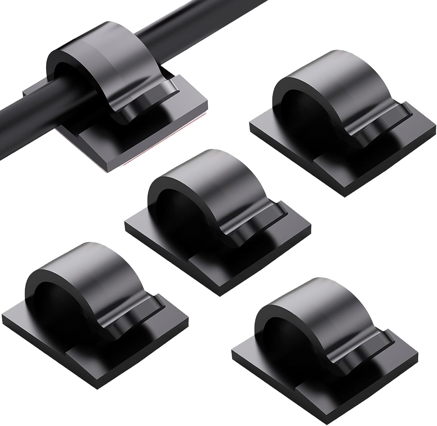 100 Pcs Adhesive Cable Clips, Cable Management for Walls, under Tables, Christmas Lights, Cars, Dash Cams, Ethernet, Electronics(Black)