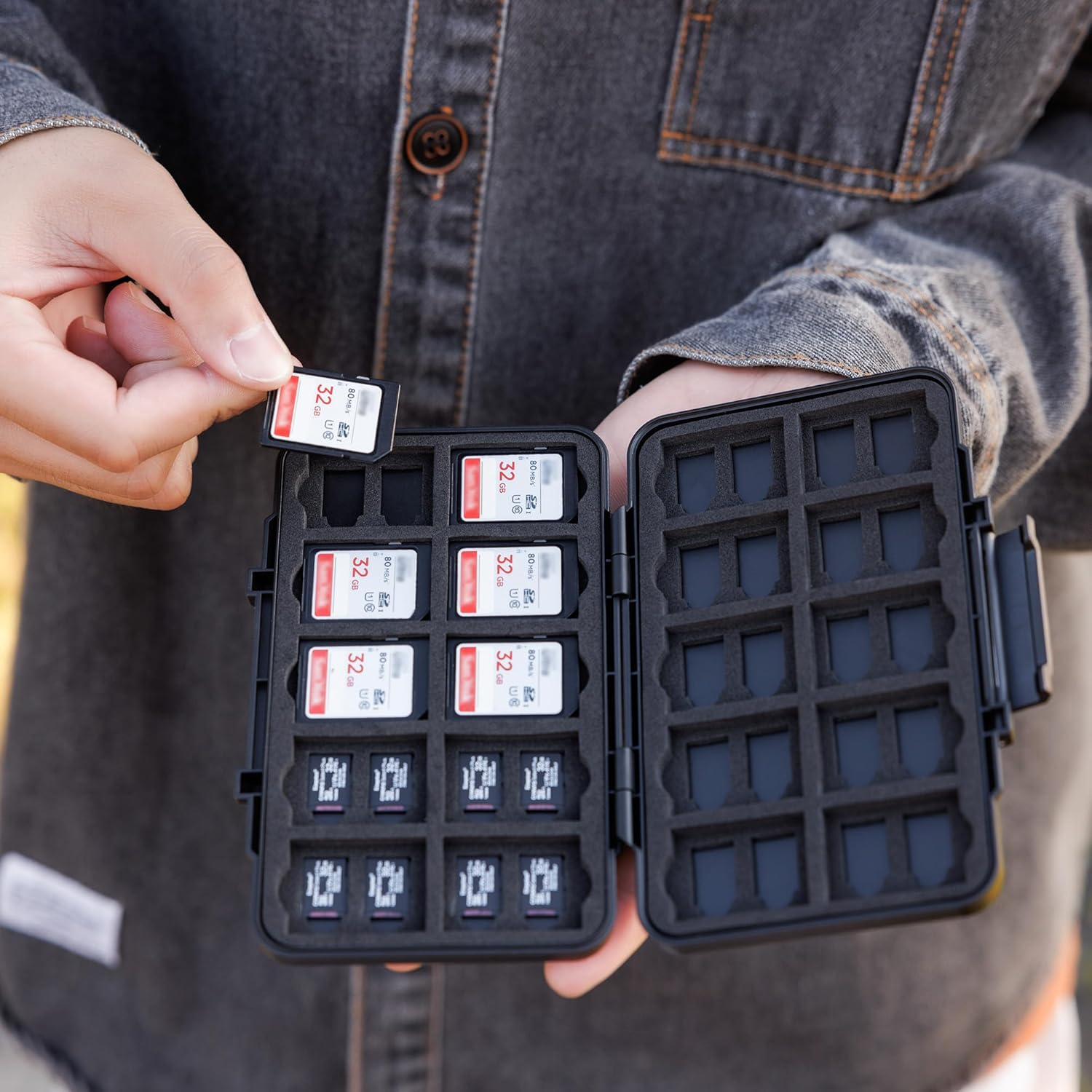 [Large Capacity] 60 Slots Memory Card Case for 20 SD and 40 TF Cards, Compact Size & Portable SD SDHC SDXC TF Micro SD Card Holder Organizer Storage Box, Anti-Shock Anti-Dust image number 1