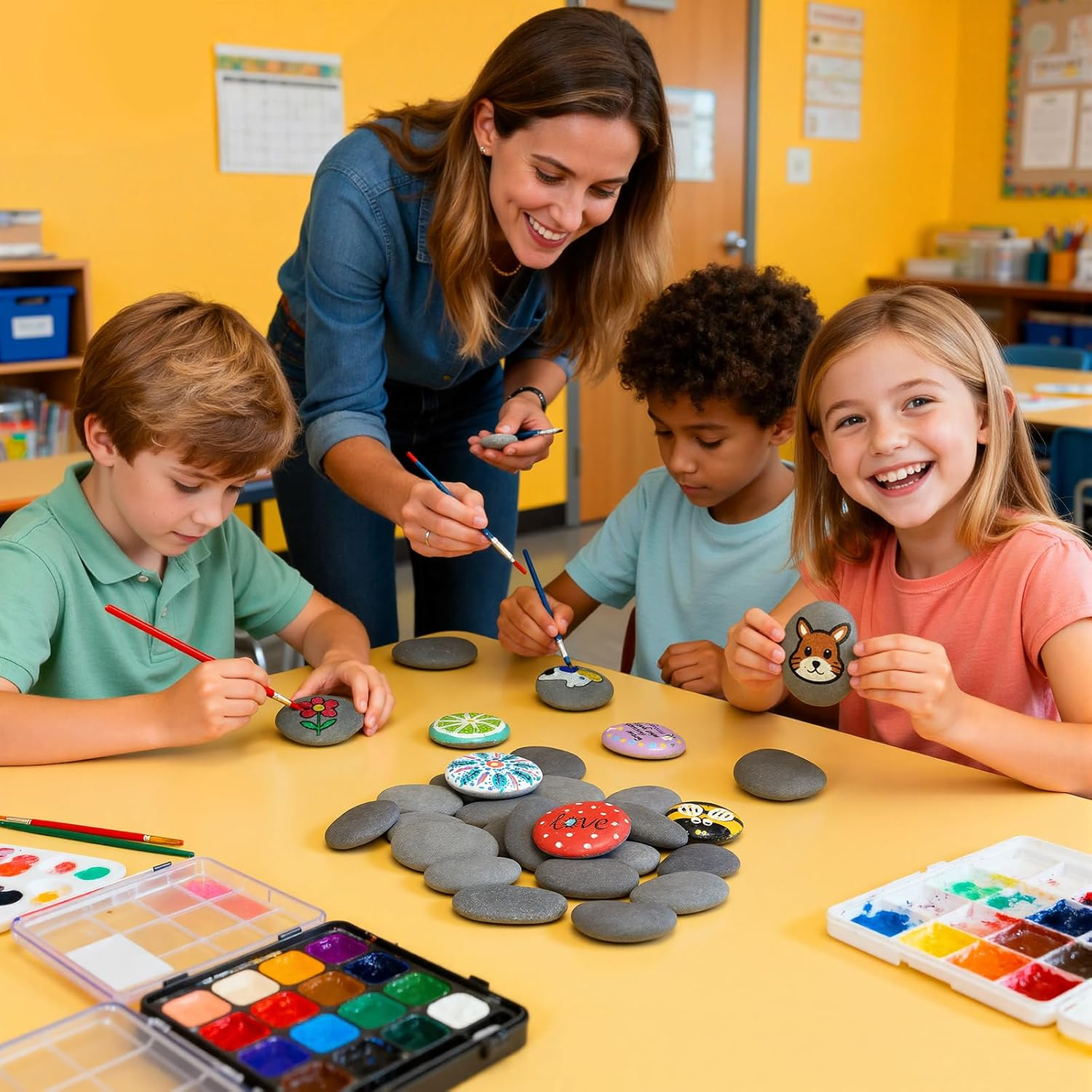 Simetufy 35 Pcs Large Painting Rocks, 2"-3" Flat Stones for DIY Arts and Crafts, Hand Selected Smooth River Rocks