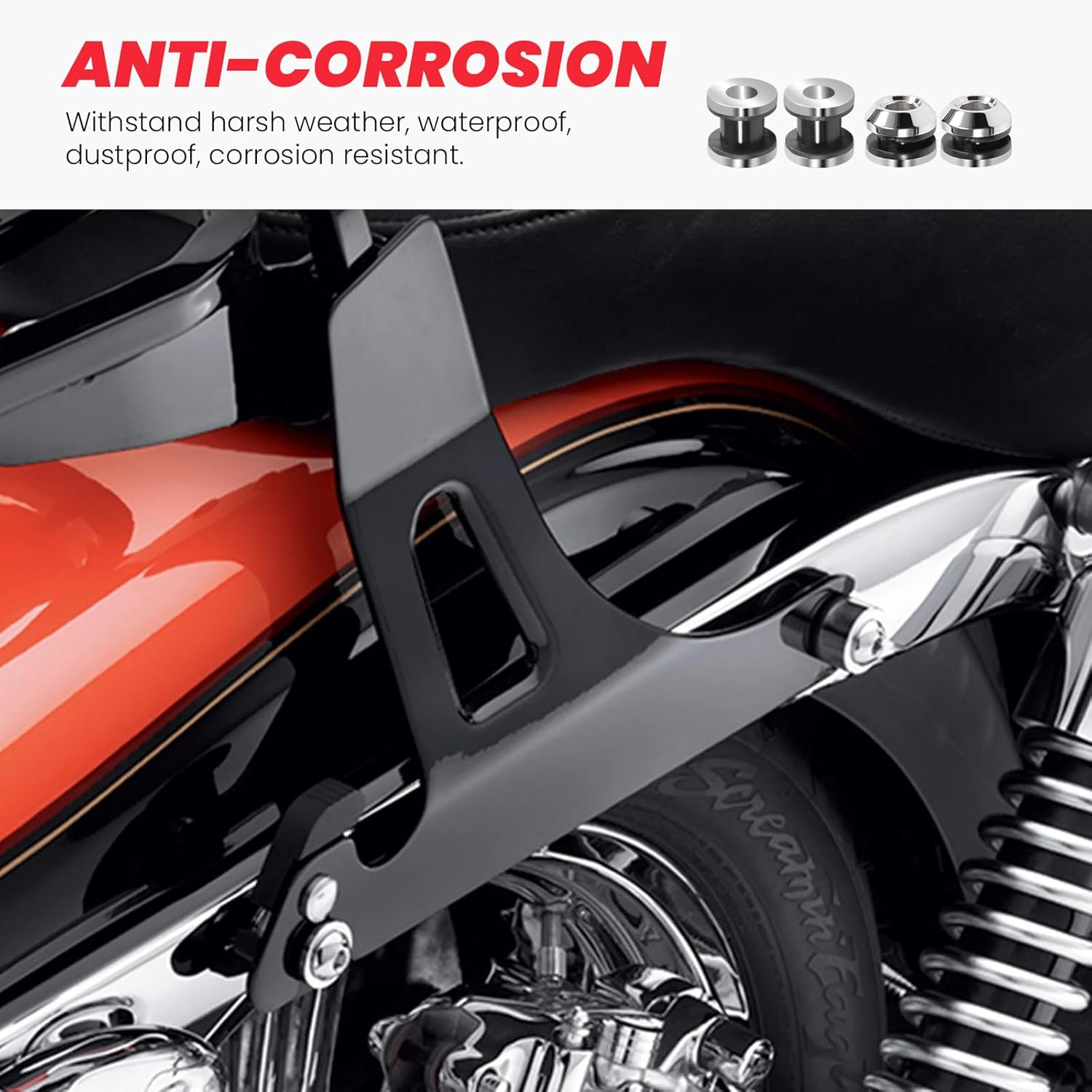 2006-2017 Passenger Backrest Sissy Bar Docking Hardware Kit Compatible with Harley Davidson Dyna Fat Bob Street Bob Low Rider Super Glide Wide Glide FXDL FXDF FXDWG Models Chrome image number 1