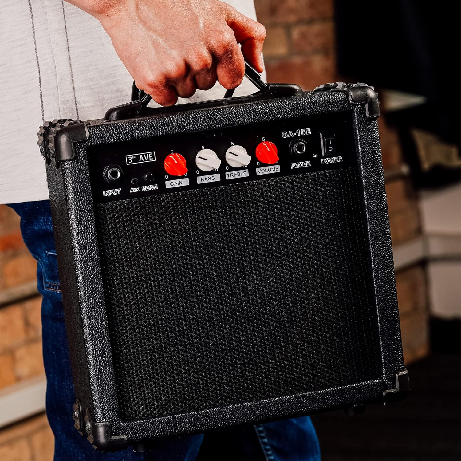 3Rd Avenue 15W Guitar Practice Amplifier with Headphone Output, Overdrive Switch, 2 Band EQ, Tone/Gain Controls &ndash; Portable Compact &ndash; Black image number 3